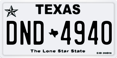 TX license plate DND4940