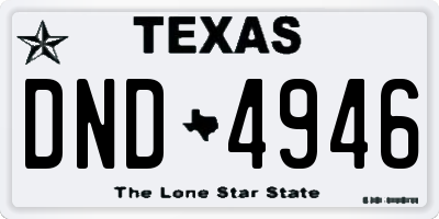 TX license plate DND4946