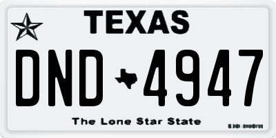 TX license plate DND4947