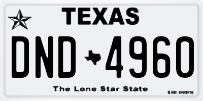 TX license plate DND4960