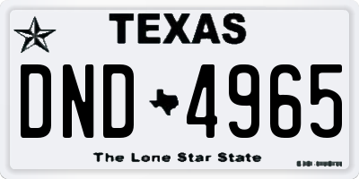 TX license plate DND4965
