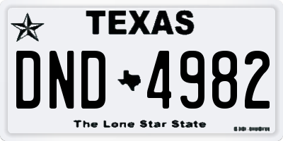 TX license plate DND4982