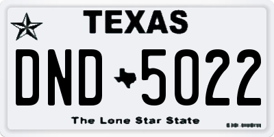 TX license plate DND5022