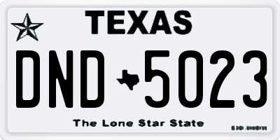 TX license plate DND5023