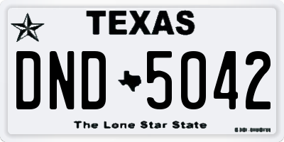 TX license plate DND5042