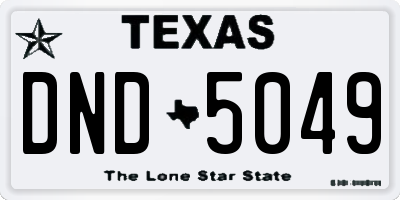 TX license plate DND5049