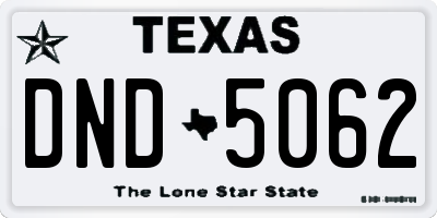 TX license plate DND5062
