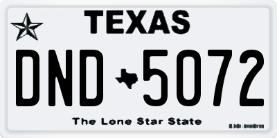 TX license plate DND5072