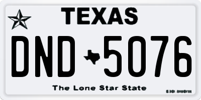TX license plate DND5076