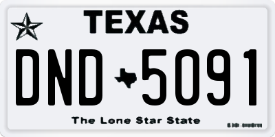 TX license plate DND5091