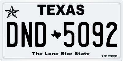 TX license plate DND5092