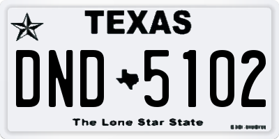 TX license plate DND5102