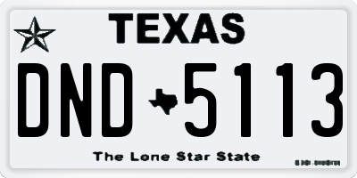 TX license plate DND5113