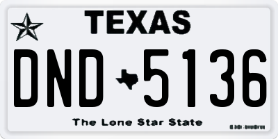 TX license plate DND5136