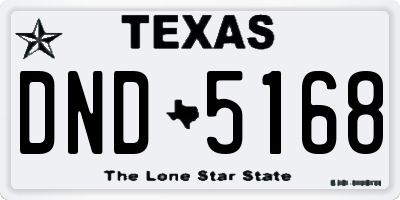 TX license plate DND5168