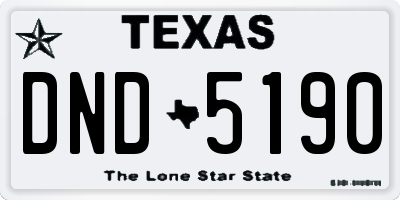TX license plate DND5190