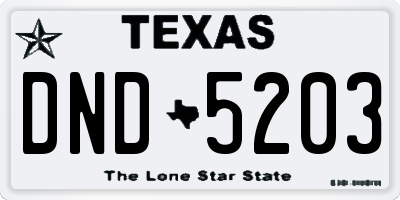 TX license plate DND5203