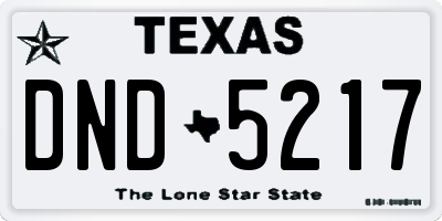 TX license plate DND5217