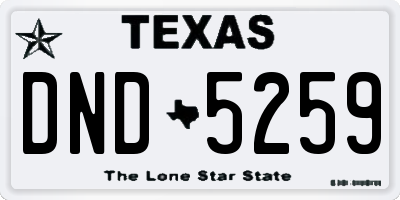 TX license plate DND5259
