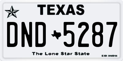 TX license plate DND5287