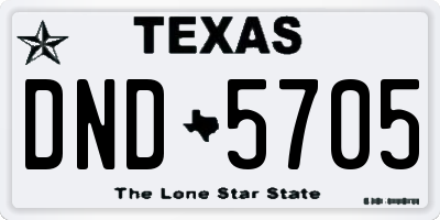 TX license plate DND5705