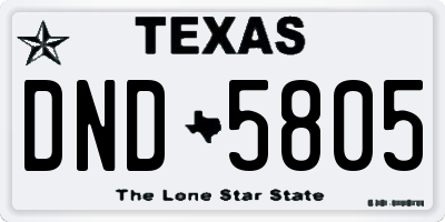 TX license plate DND5805