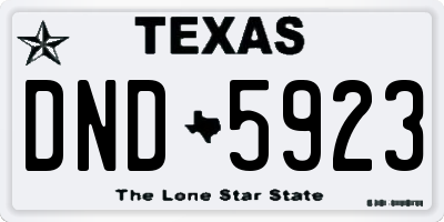 TX license plate DND5923