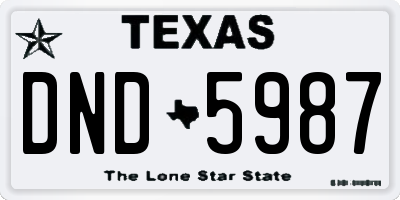 TX license plate DND5987