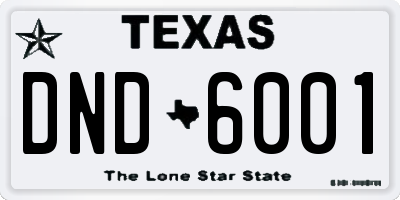 TX license plate DND6001