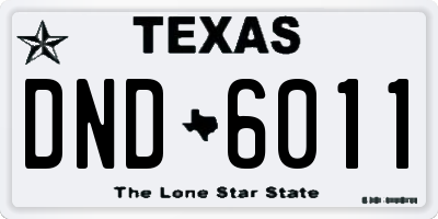 TX license plate DND6011