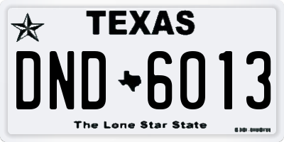 TX license plate DND6013