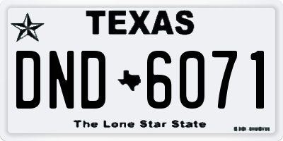 TX license plate DND6071