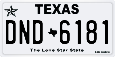 TX license plate DND6181