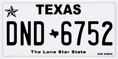 TX license plate DND6752