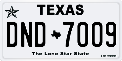 TX license plate DND7009