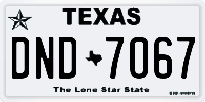 TX license plate DND7067