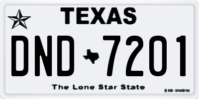 TX license plate DND7201