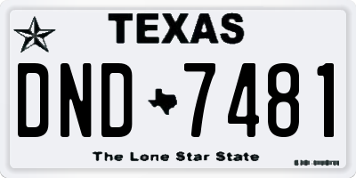 TX license plate DND7481