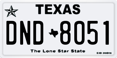 TX license plate DND8051