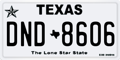 TX license plate DND8606