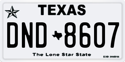 TX license plate DND8607
