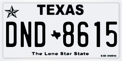 TX license plate DND8615