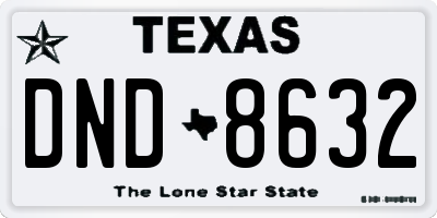 TX license plate DND8632