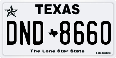 TX license plate DND8660