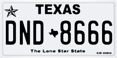 TX license plate DND8666