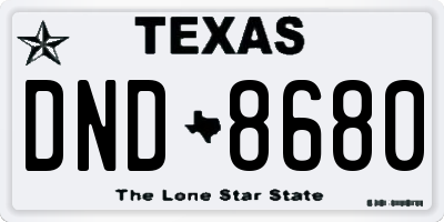 TX license plate DND8680