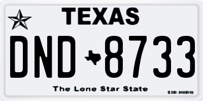 TX license plate DND8733