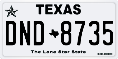 TX license plate DND8735
