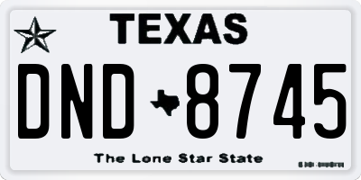 TX license plate DND8745