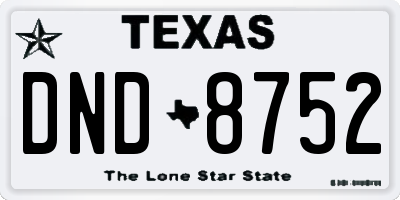 TX license plate DND8752